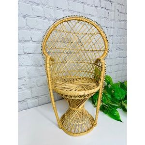 Vintage Mini Peacock Rattan Wicker Chair